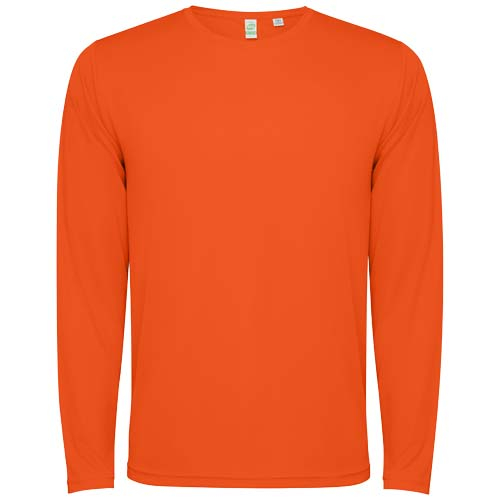 T-shirt personnalisé unisexe manches longues en polyester recyclé Estoril Orange feu
